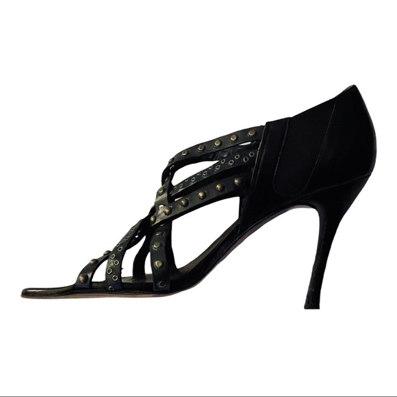 Stuart Weitzman strappy leather studded heels sz 8 - Picture 3 of 4